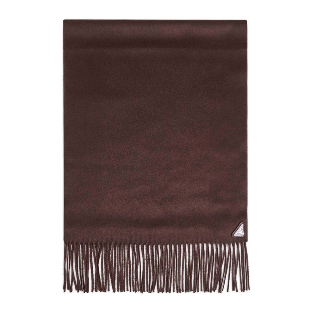 Prada Accessori Pelletteria Men Brown Silk And Cashmere Scarf
